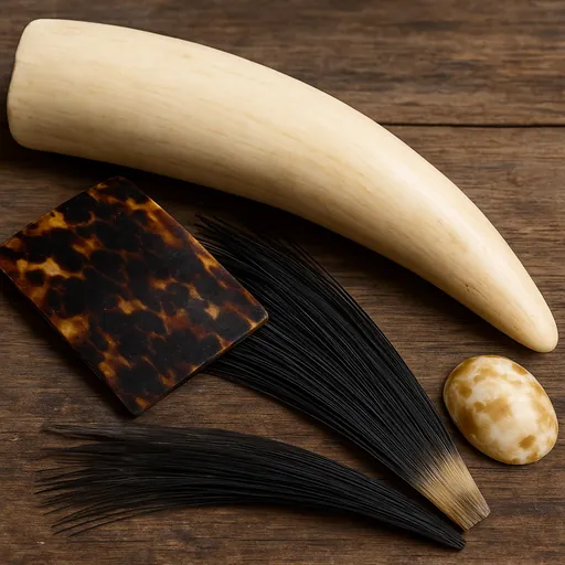 Ivory, tortoiseshell, whalebone and whalebone hair